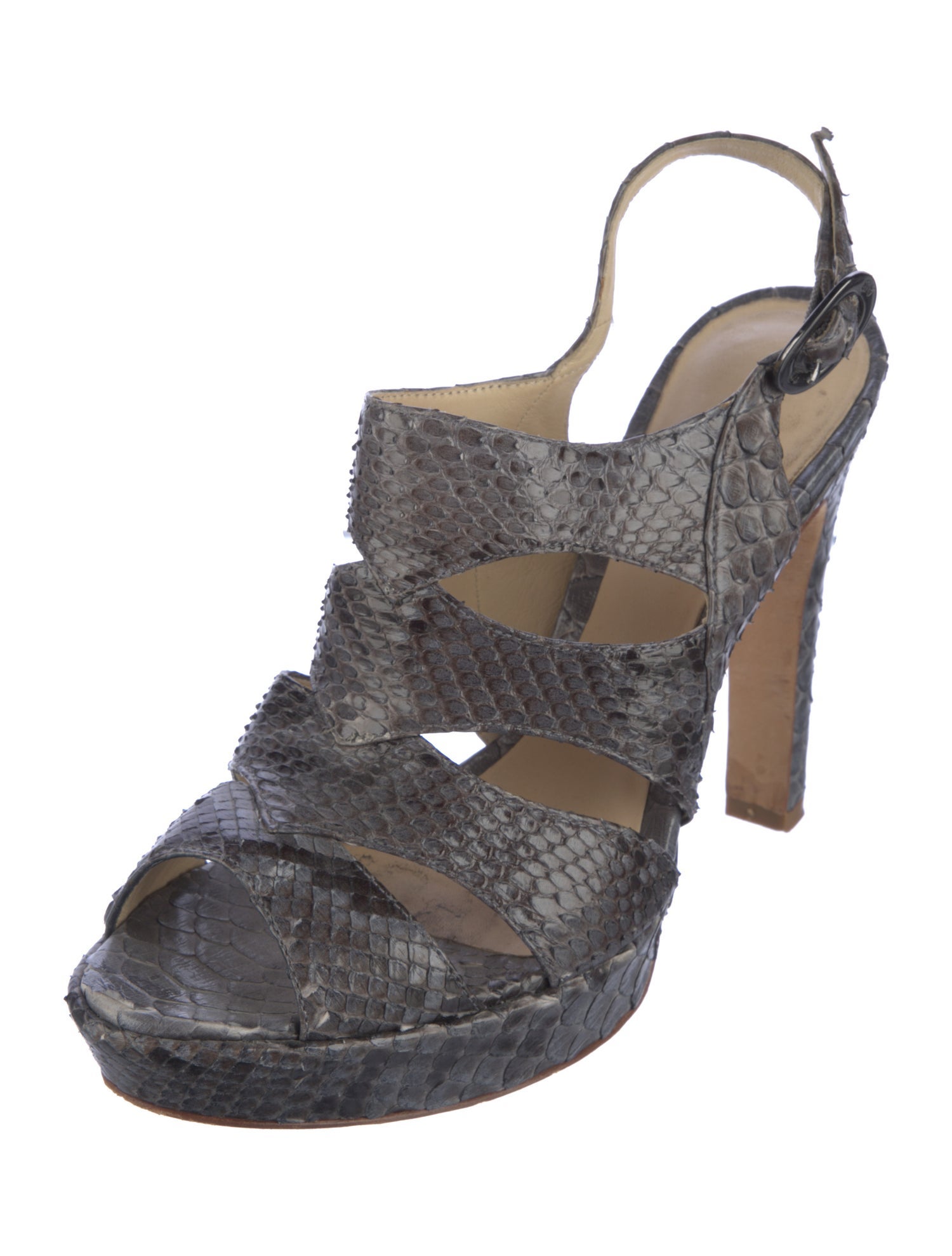 Alexandre Birman Snakeskin Animal Print Slingback Sandals