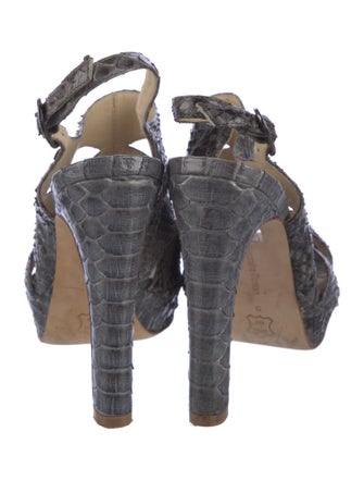 Alexandre Birman Snakeskin Animal Print Slingback Sandals