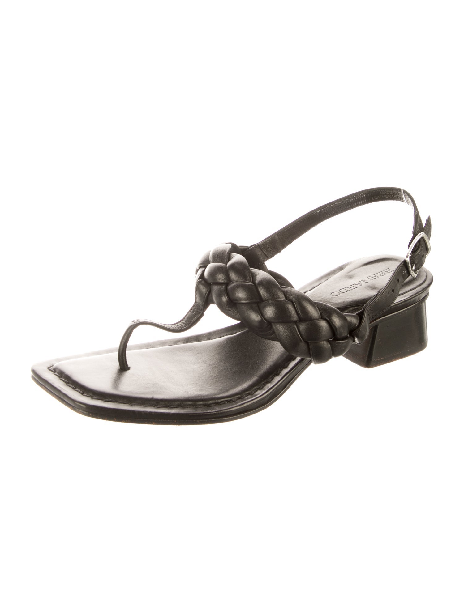 Alexandre Birman Leather Braided Accents T-Strap Sandals
