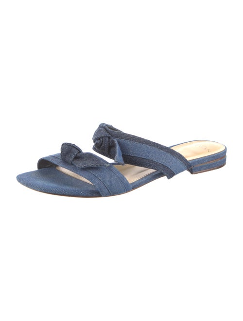 Alexandre Birman Denim Bow Accents Slides