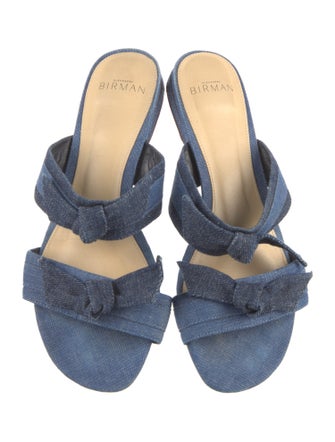 Alexandre Birman Denim Bow Accents Slides