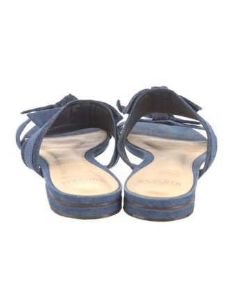 Alexandre Birman Denim Bow Accents Slides
