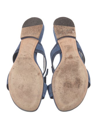 Alexandre Birman Denim Bow Accents Slides