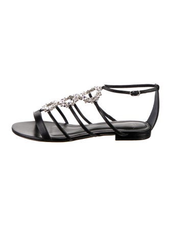 Alexandre Birman Leather Crystal Embellishments Gladiator Sandals