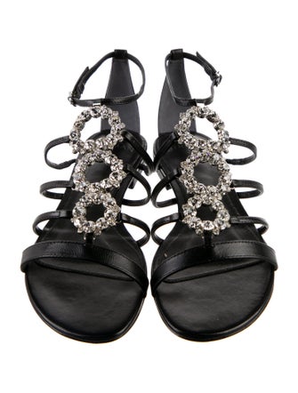 Alexandre Birman Leather Crystal Embellishments Gladiator Sandals