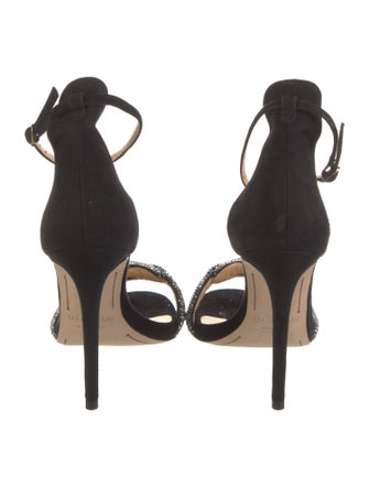 Alexandre Birman Suede Crystal Embellishments D'Orsay Pumps