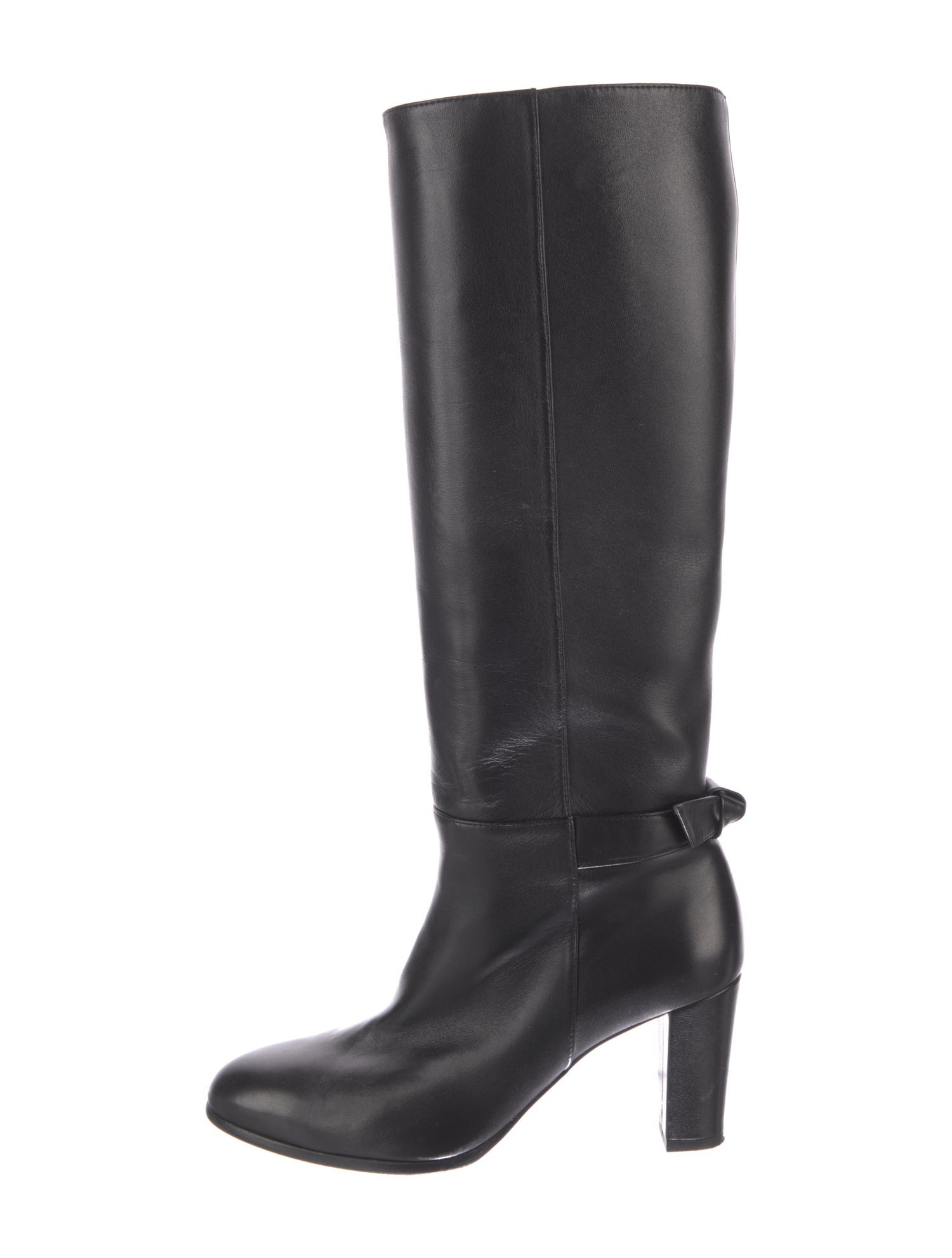 Alexandre Birman Leather Bow Accents Riding Boots