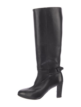Alexandre Birman Leather Bow Accents Riding Boots