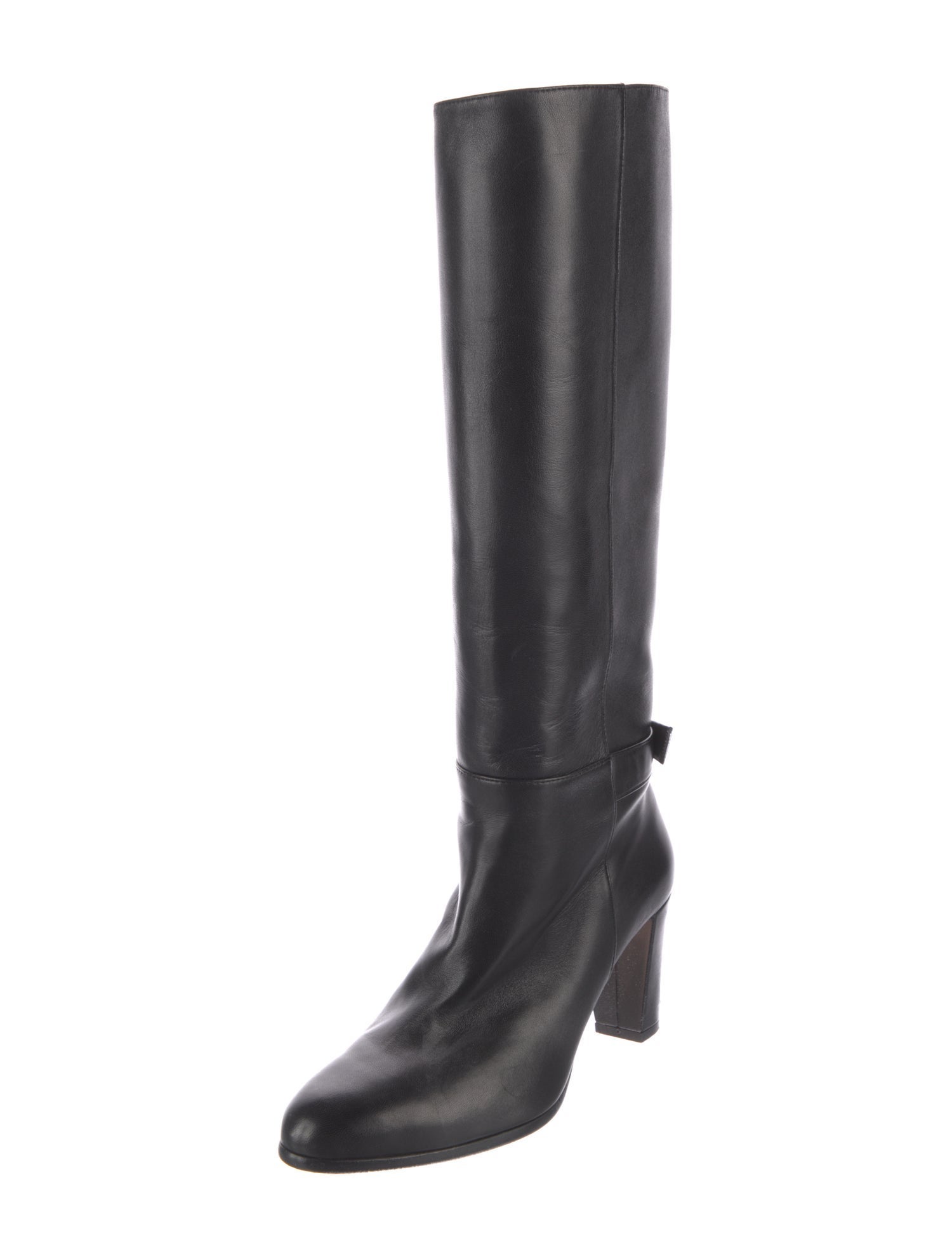 Alexandre Birman Leather Bow Accents Riding Boots