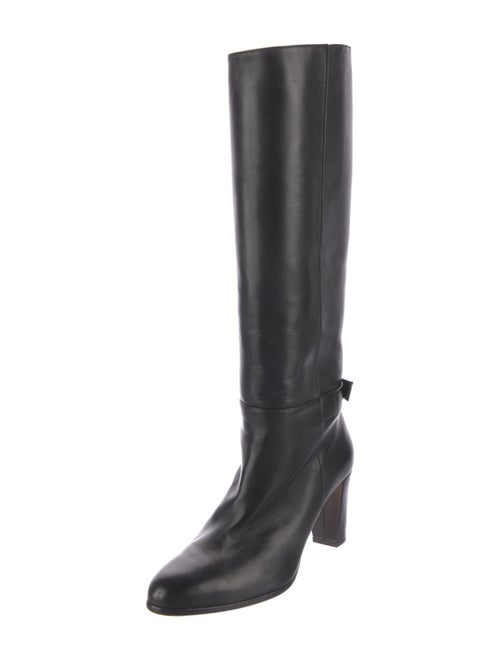Alexandre Birman Leather Bow Accents Riding Boots