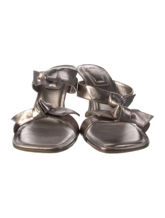 Alexandre Birman Leather Bow Accents Slides