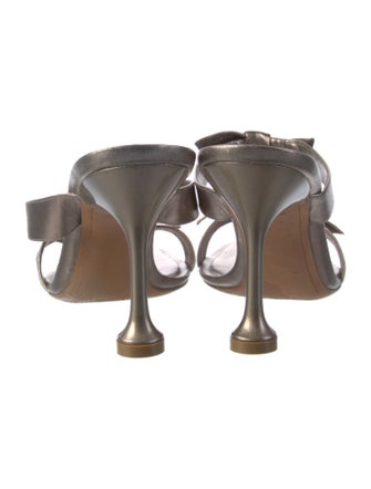 Alexandre Birman Leather Bow Accents Slides