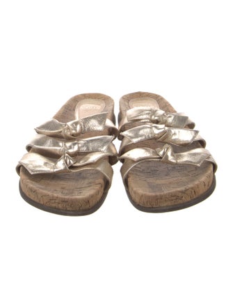 Alexandre Birman Leather Bow Accents Slides