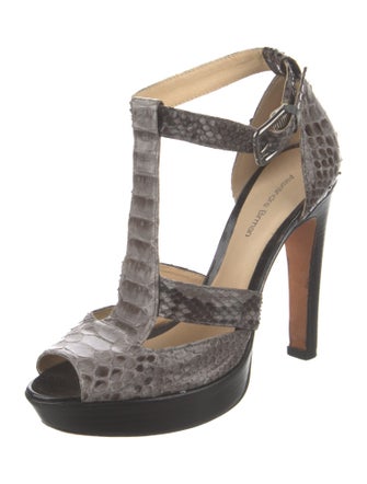 Alexandre Birman Snakeskin Animal Print T-Strap Sandals