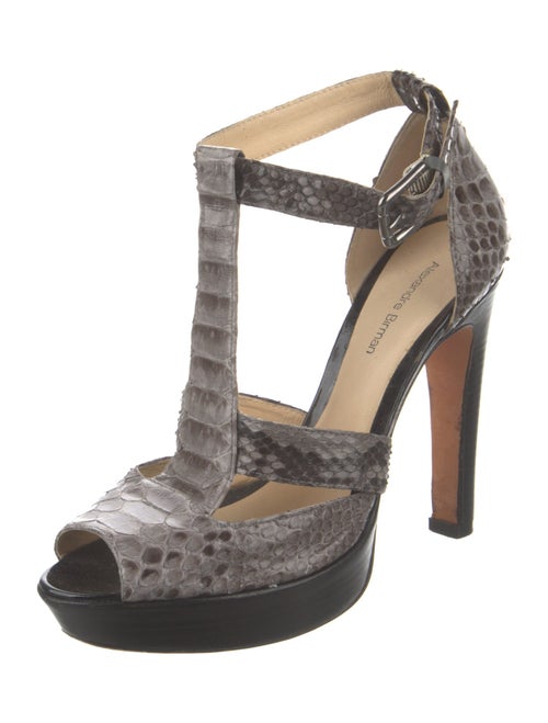 Alexandre Birman Snakeskin Animal Print T-Strap Sandals