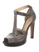 Alexandre Birman Snakeskin Animal Print T-Strap Sandals