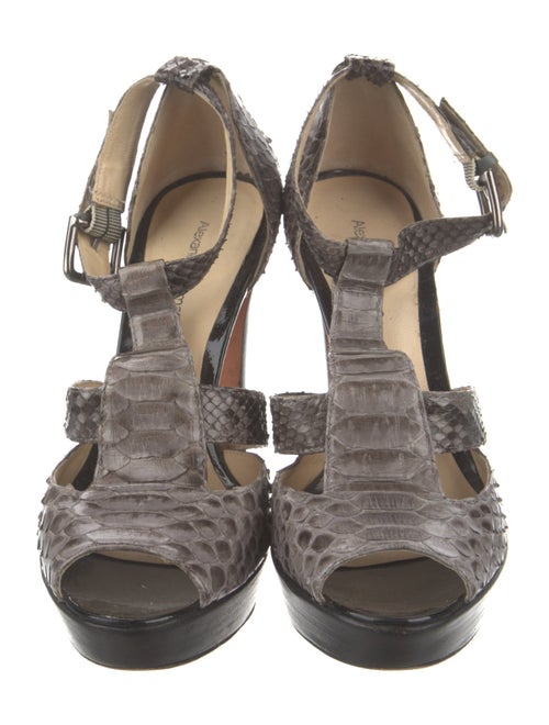 Alexandre Birman Snakeskin Animal Print T-Strap Sandals