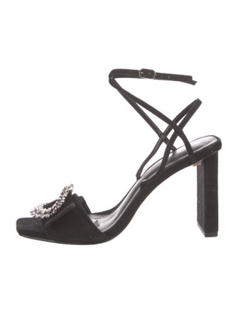 Alexandre Birman Suede Crystal Embellishments Slingback Sandals