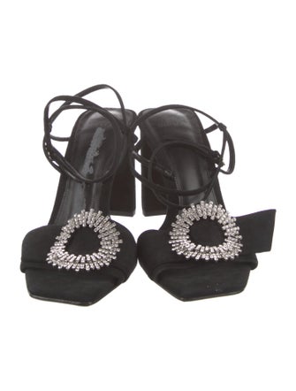 Alexandre Birman Suede Crystal Embellishments Slingback Sandals