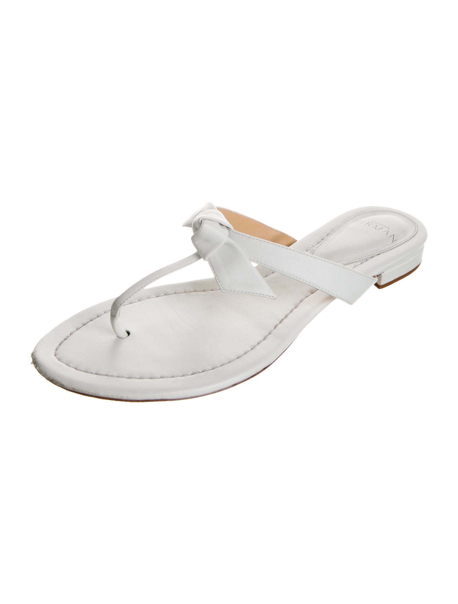 Alexandre Birman Leather Bow Accents Flip Flops