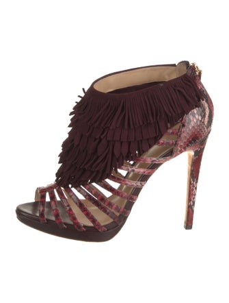 Alexandre Birman Python Animal Print Gladiator Sandals