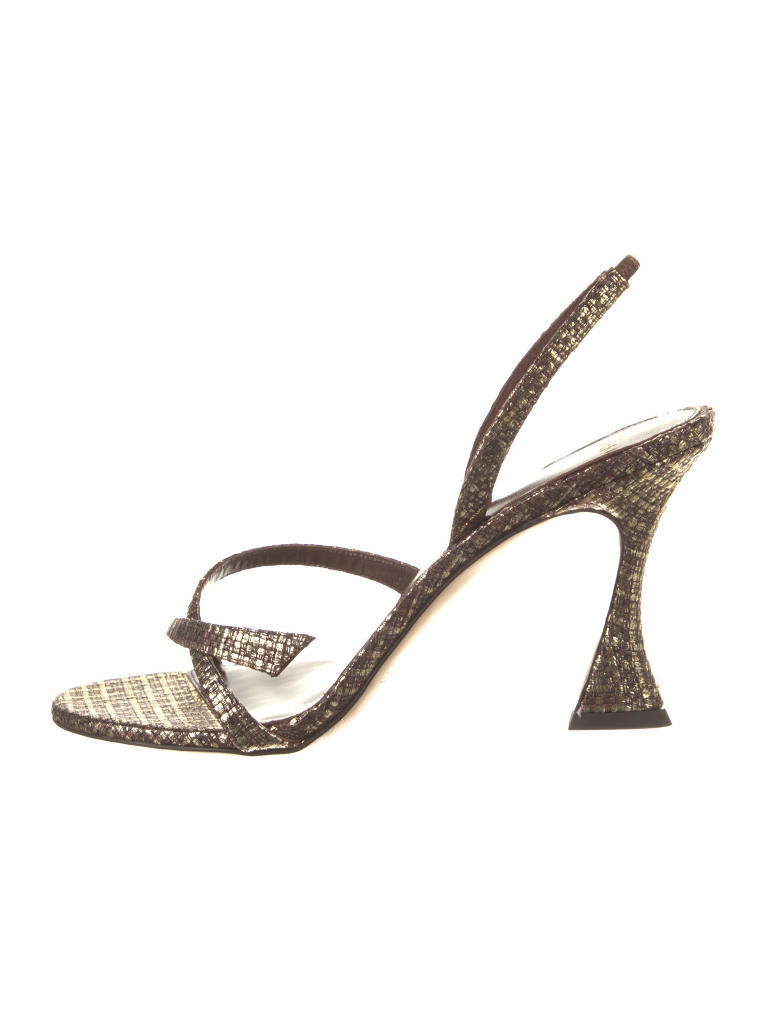 Alexandre Birman Patent Leather Glitter Accents Slingback Sandals