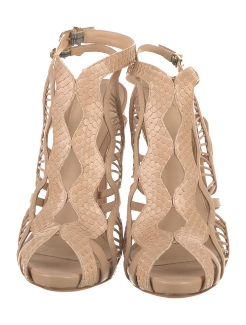 Alexandre Birman Python Leather Trim Embellishment Sandals