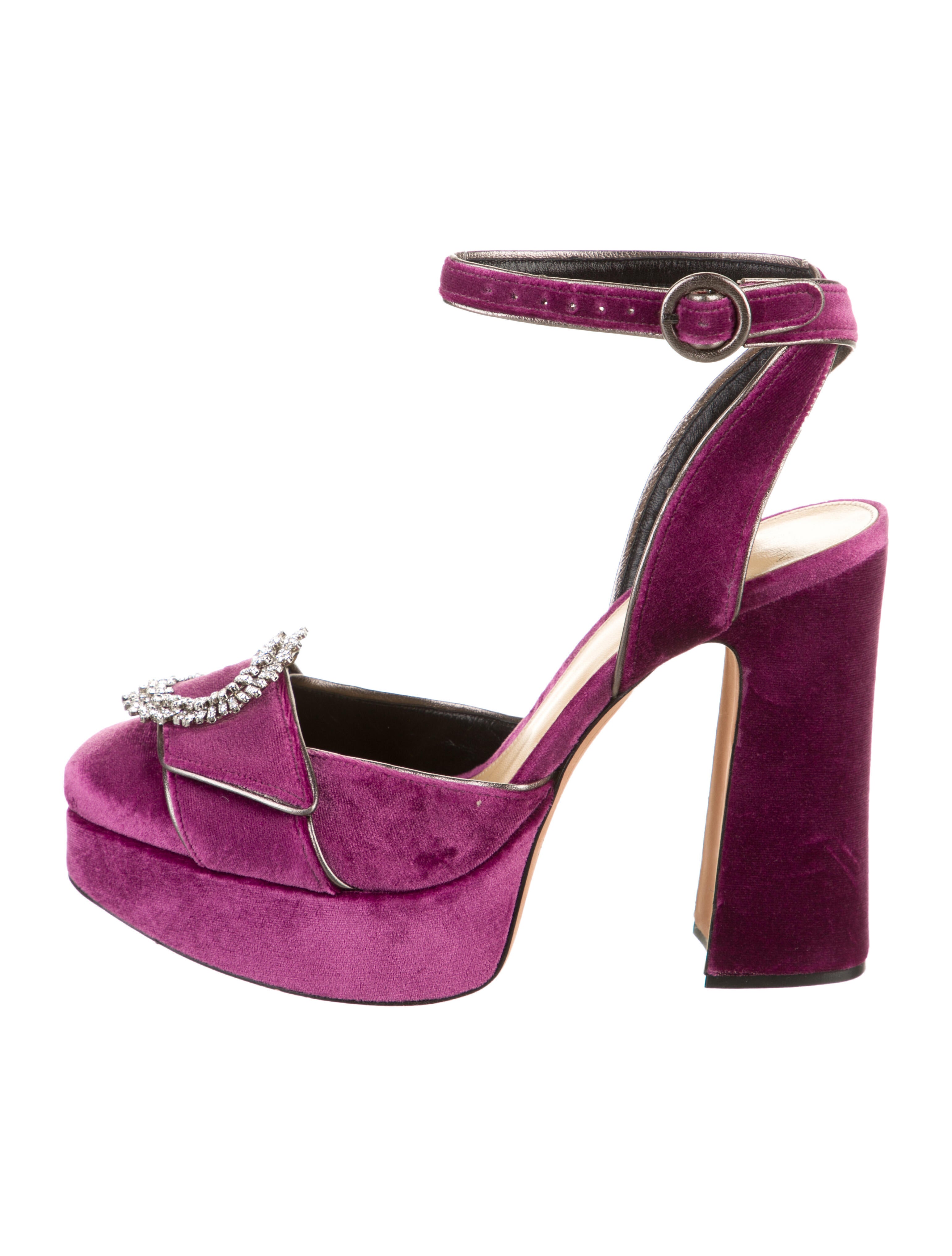 Alexandre Birman Velvet Crystal Embellishments Slingback Pumps