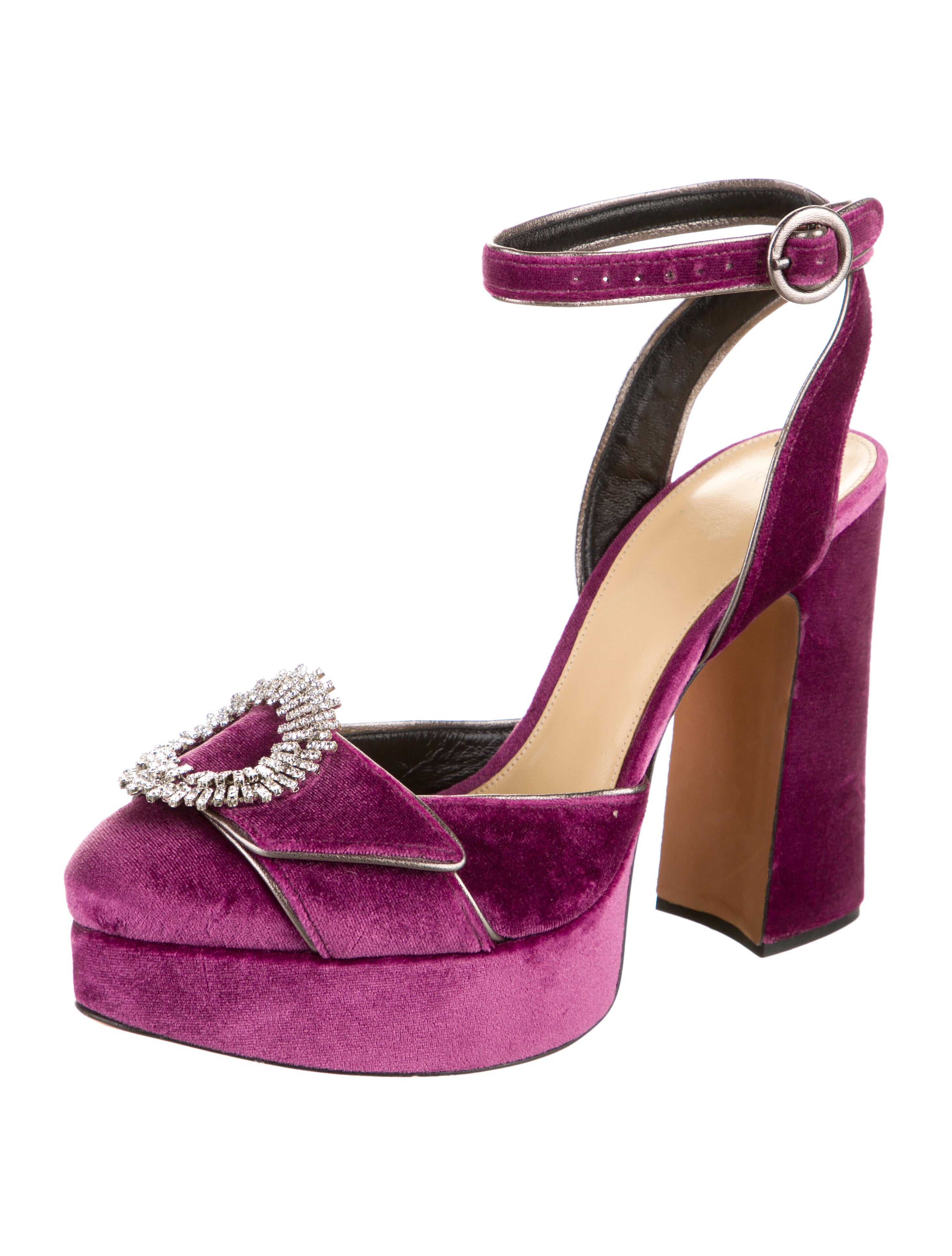 Alexandre Birman Velvet Crystal Embellishments Slingback Pumps