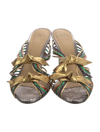 Alexandre Birman Leather Bow Accents Slides