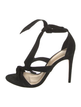 Alexandre Birman Suede Bow Accents T-Strap Sandals
