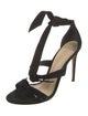 Alexandre Birman Suede Bow Accents T-Strap Sandals