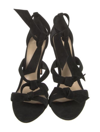 Alexandre Birman Suede Bow Accents T-Strap Sandals