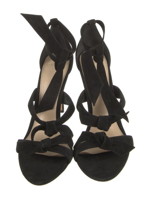 Alexandre Birman Suede Bow Accents T-Strap Sandals