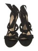 Alexandre Birman Suede Bow Accents T-Strap Sandals