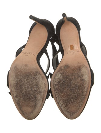 Alexandre Birman Suede Bow Accents T-Strap Sandals