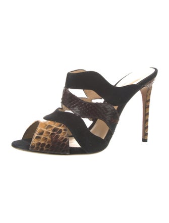 Alexandre Birman Snakeskin Animal Print Slides