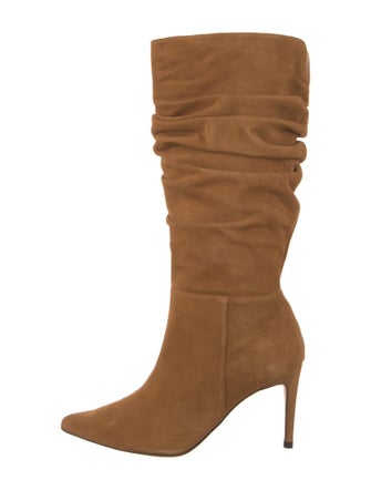 Alexandre Birman Suede Pleated Accents Slouch Boots