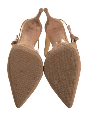 Alexandre Birman Suede Bow Accents Slingback Pumps