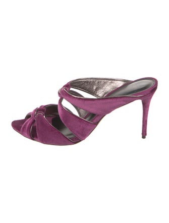 Alexandre Birman Velvet Leather Trim Embellishment Slides