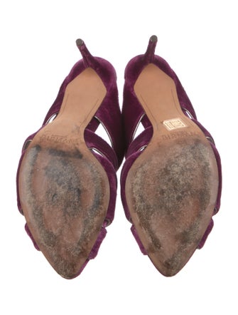 Alexandre Birman Velvet Leather Trim Embellishment Slides