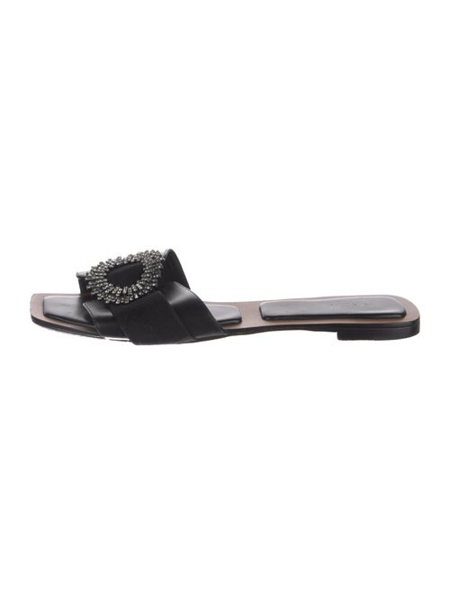 Alexandre Birman Leather Crystal Embellishments Slides