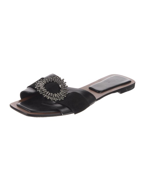 Alexandre Birman Leather Crystal Embellishments Slides