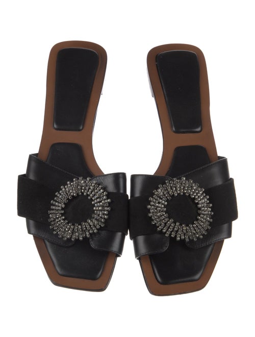 Alexandre Birman Leather Crystal Embellishments Slides