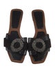 Alexandre Birman Leather Crystal Embellishments Slides