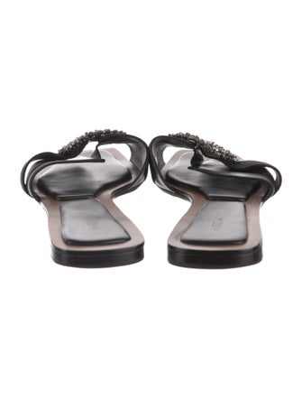 Alexandre Birman Leather Crystal Embellishments Slides