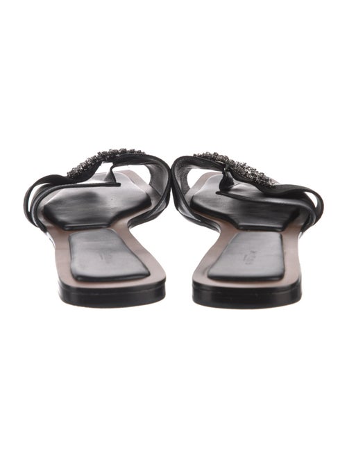 Alexandre Birman Leather Crystal Embellishments Slides