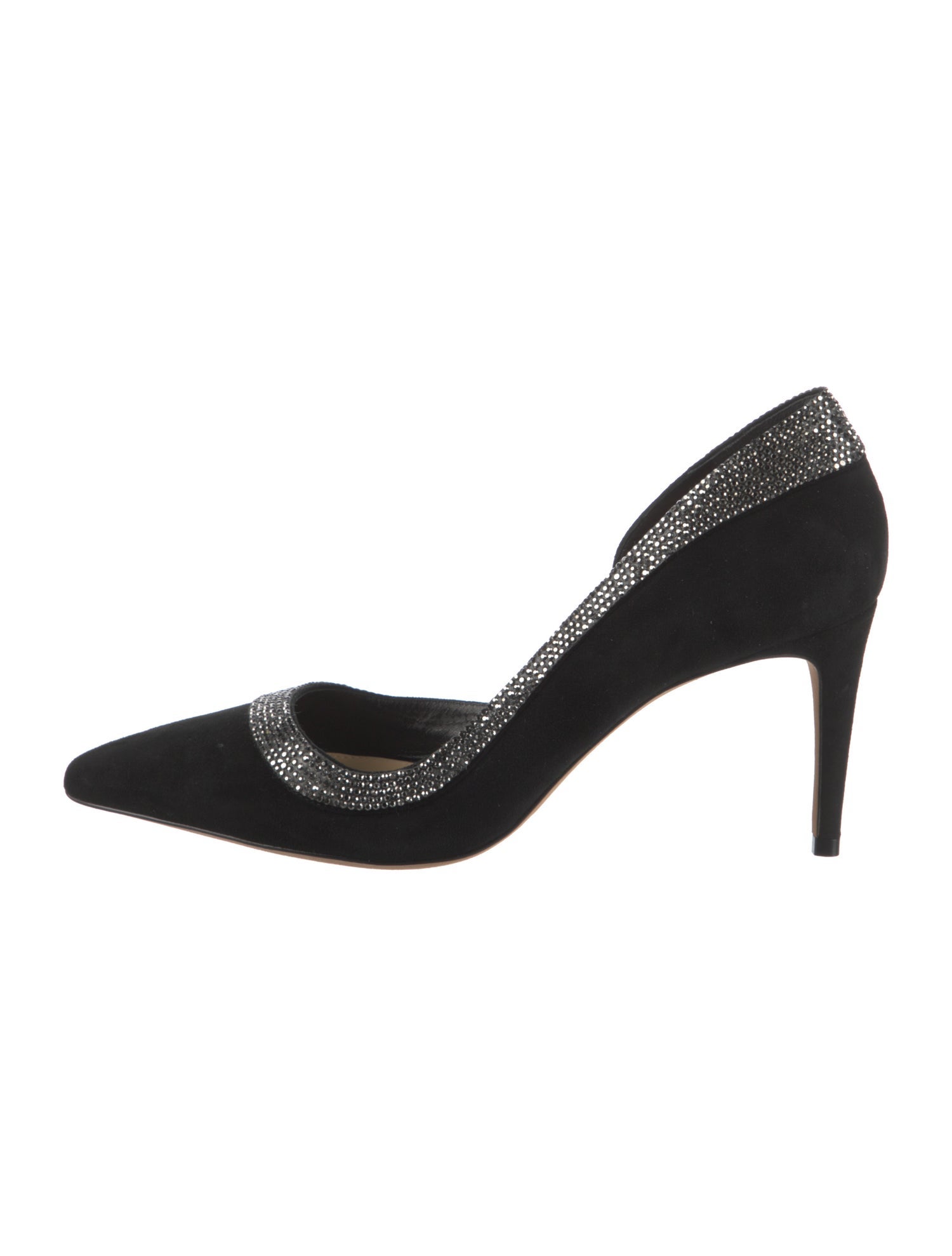 Alexandre Birman Suede Crystal Embellishments D'Orsay Pumps