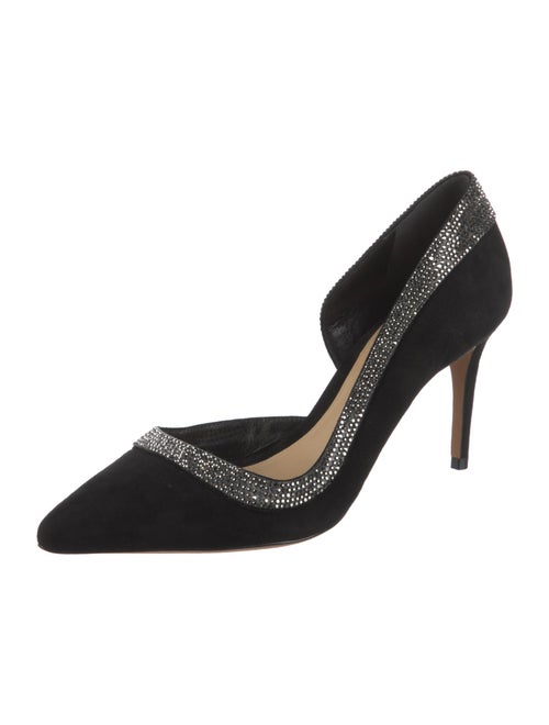Alexandre Birman Suede Crystal Embellishments D'Orsay Pumps