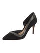 Alexandre Birman Suede Crystal Embellishments D'Orsay Pumps